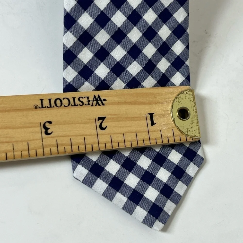 J. Crew Navy Gingham Slim Checkered Summer Spring Casual Tie